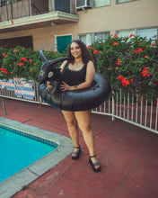Load image into Gallery viewer, Black Phillip Goat Pool Float - "Swim Deliciously"