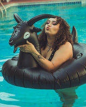 Load image into Gallery viewer, Black Phillip Goat Pool Float - "Swim Deliciously"