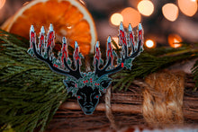 Load image into Gallery viewer, Yule Stag - Enamel Pin (black or white)
