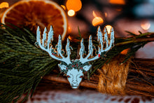 Load image into Gallery viewer, Yule Stag - Enamel Pin (White)
