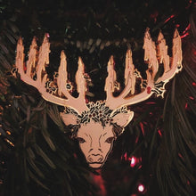 Load image into Gallery viewer, Yule Stag - Enamel Pin (black or white)
