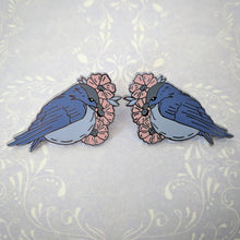 Load image into Gallery viewer, Wildflower Birds - Summer and/or Winter - hard enamel pin lapel set