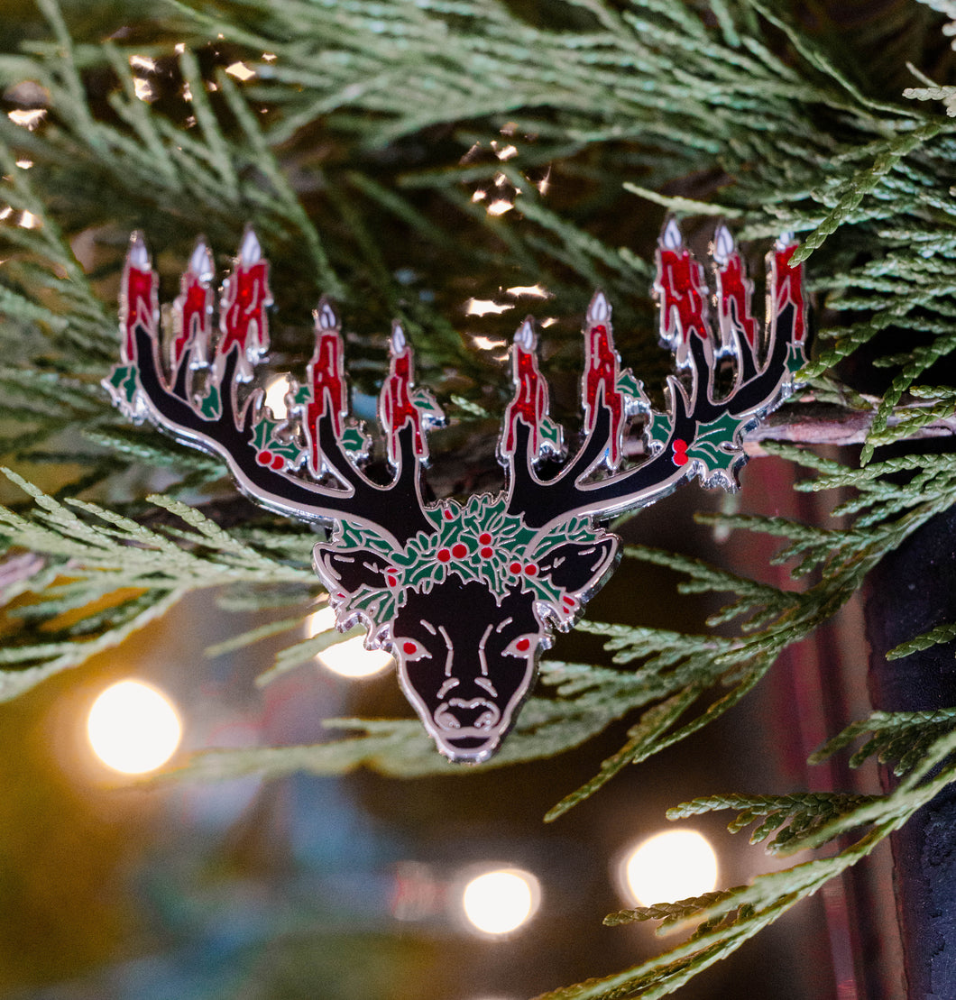 Yule Stag - Enamel Pin (Black)