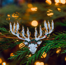 Load image into Gallery viewer, Yule Stag - Enamel Pin (White)
