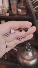 Load and play video in Gallery viewer, Baby Baphomet Earring Studs (black, lavender. or pink)
