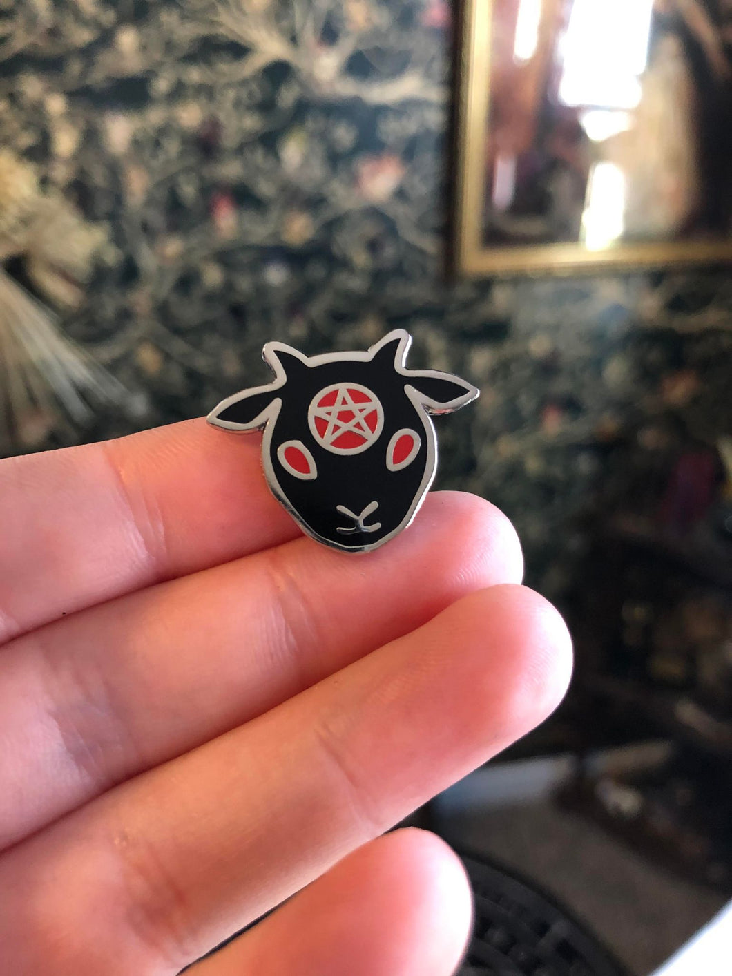 Mini Baphomet Enamel Pin (black, lavender, or pink)