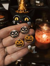 Load image into Gallery viewer, Mini Jack-o-Lantern Earring Studs (black or orange)
