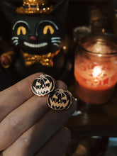Load image into Gallery viewer, Mini Jack-o-Lantern Earring Studs (black or orange)
