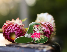 Load image into Gallery viewer, Tropical Tiki Witch Hat - Summerween Enamel Pin
