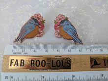 Load image into Gallery viewer, Wildflower Birds - Summer and/or Winter - hard enamel pin lapel set
