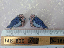 Load image into Gallery viewer, Wildflower Birds - Summer and/or Winter - hard enamel pin lapel set
