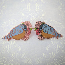 Load image into Gallery viewer, Wildflower Birds - Summer and/or Winter - hard enamel pin lapel set
