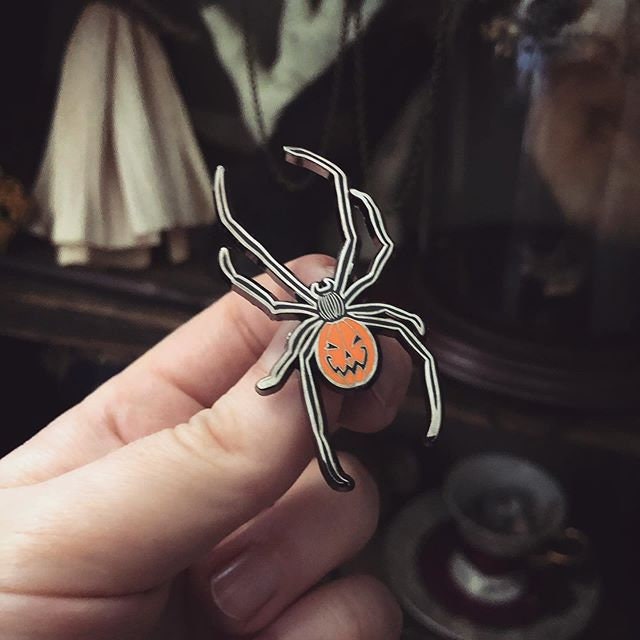 PRE-ORDER* Jack-o-Lantern Spider - Halloween Enamel Pin