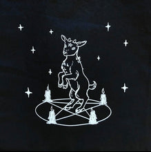 Load image into Gallery viewer, Tote Bag - Learning to Summon - Witchy Baby Goat in Summoning Circle - Black Phillip
