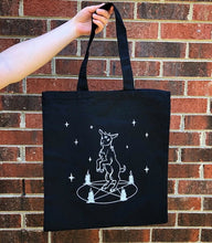 Load image into Gallery viewer, Tote Bag - Learning to Summon - Witchy Baby Goat in Summoning Circle - Black Phillip

