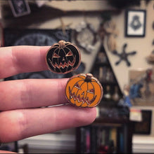 Load image into Gallery viewer, PRE-ORDER* Mini Jack-o-Lantern - Halloween Enamel Pin (orange or black)

