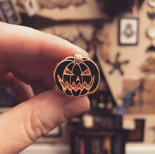 Load image into Gallery viewer, PRE-ORDER* Mini Jack-o-Lantern - Halloween Enamel Pin (orange or black)
